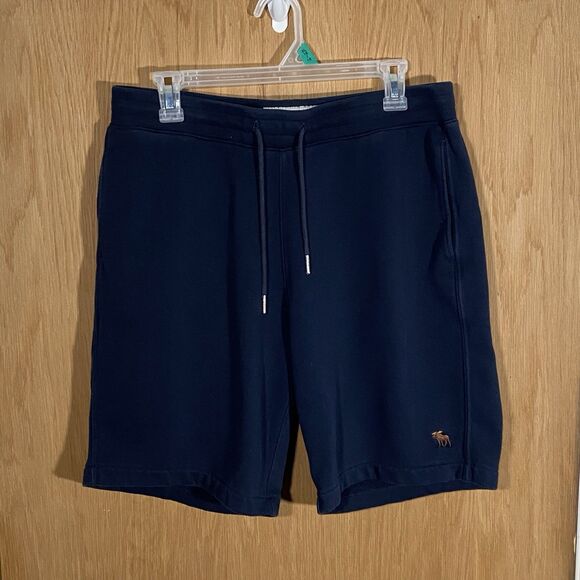 Abercrombie & Fitch A&F Soft Fleece Shorts Men's L Blue Drawstring Lounge Moose - Picture 1 of 8